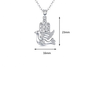 <span class=keywords><strong>Venta</strong></span> al por mayor de Plata de Ley 925 religioso pájaro blanco paloma de la paz, collar del colgante del encanto - Product Image 3