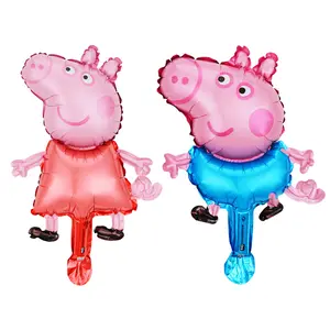 Venta al por mayor Mini cerdo globo de papel de aluminio rosa azul dos colores disponibles para suministros de Juguetes