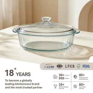 Casserole en verre borosilicate résistant au four IKOO avec couvercles Ustensiles de cuisson durables pour la cuisson et le stockage - Product Image 1