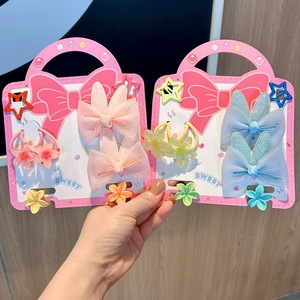 Set di accessori per capelli BELLE WORLD con fiocchi a forma di orecchie di coniglio, fiori e stelle, fermagli e elastici per bambine. - Product Image 3
