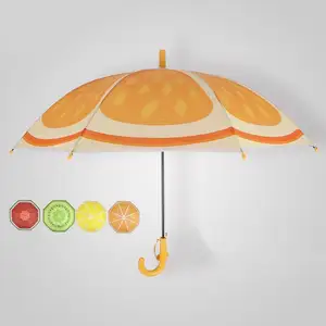 3D Kinder Obst Regenschirm POE niedlichen Kinder Regenschirm Sonnenschirm Auto wasserdicht Orange Kiwi Zitrone Wassermelone Druck Regenschirm für Kinder