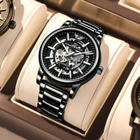 Montres pour hommes montres-bracelets mécaniques automatiques à remontage automatique en acier inoxydable squelette étanches de luxe