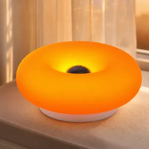 Lámpara de <span class=keywords><strong>Noche</strong></span> Estilo Donut Cremoso para Decoración de Dormitorio, Lámpara LED Táctil Naranja para Ambiente Nocturno - Product Image 1