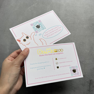 Cartes de remerciement personnalisées avec motif de chat de dessin animé mignon, logo imprimé à l'or, pour boutique d'animaux, insert d'emballage, cartes postales promotionnelles pour avis et réductions - Product Image 2