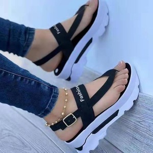 Fashion Flip Flops Plus-size New Summer Women Thick Bottom Buckle Strap <b>Clip</b> Toe Platform Roman slippers Holiday Wedge Sand - Product Image 1