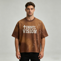 T-shirt Boxy Personnalisé Effet Délavé Acide Coton Haute Qualité Style Vintage Streetwear Impression DTG Graphique pour Homme T-shirt Peinture Éclaboussée