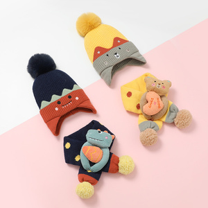 Dễ Thương Ngoài Trời Trẻ Em Mùa Đông Beanie Khăn Tai Bảo Vệ Trẻ Em Mềm Mại Ấm Áp Dệt Kim Mũ Thiết Lập - Product Image 1