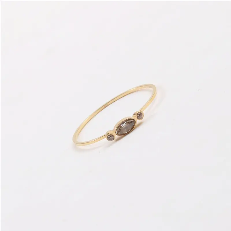 Ins Hot High End Stainless Steel 18K Gold Plated Jewelry Dainty Glass Wedding Gold Rings for Women Trendy Jewelry Women