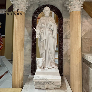 Escultura Religiosa Tallada a Mano para Jardín de Iglesia QUYANG, Estatua de la Sagrada Familia en Mármol Blanco - Product Image 6