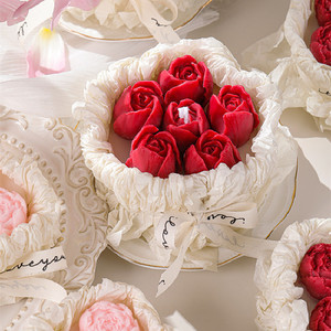 Hoa Tulip hoa hồng dễ thương nến thơm ngày làm bằng tay ngày lễ tình nhân món quà lãng mạn bó Hoa Nến - Product Image 2