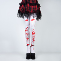 CY212 Collants d'été en nylon imprimés sang rouge pour Halloween, chaussettes à base noire pour fêtes, style sexy pour femmes, vente en gros d'usine
