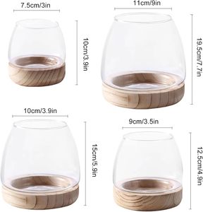 Pecera <span class=keywords><strong>de</strong></span> Vidrio Transparente con Base <span class=keywords><strong>de</strong></span> Madera, Mini Pecera, Florero Hidropónico, Florero para <span class=keywords><strong>Centro</strong></span> <span class=keywords><strong>de</strong></span> <span class=keywords><strong>Mesa</strong></span>, Dormitorio - Product Image 4