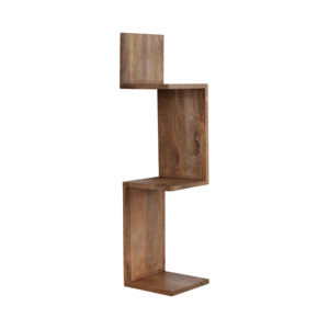 Mensola angolare a zig-zag scultorea da parete in legno di mango, organizer per riporre oggetti, ideale per l'ingresso e il soggiorno. - Product Image 2