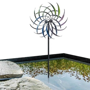 Moulin à vent en fer, feuilles de saule colorées, moulin à vent à double sens, décorations de jardin - Product Image 4