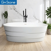 GM Moderne Élégant Élégance Baignoires autoportantes Surface solide Pierre artificielle Baignoire égouttoir Massage pour salle de bain