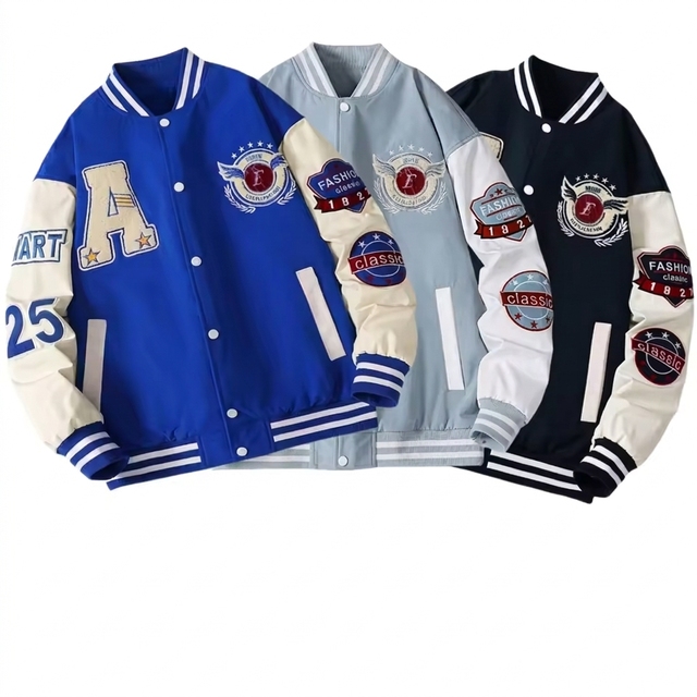 High Quality Men s Clothing Varsity Jacket Men Chenille Embroidery Leather Sleeves Custom Baseball Letterman Varsity Jacket
