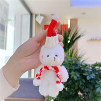 Porte-clés en peluche ours de Noël mignon, mini pendentif ours en peluche, ornement de sac, poupée en peluche pour cadeau de Noël avec écharpe
