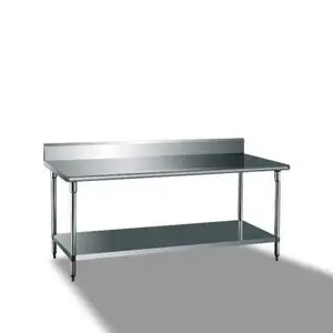 Commercial Kitchen Working Table Stainless Steel Restaurant Kitchen Worktable 2 Tiers Working Station Factory Dish Work Bench