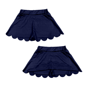Jupe-short athlétique unie pour petites filles, avec bord festonné, doublée, pour yoga, vente en gros, vêtements pour enfants - Product Image 4