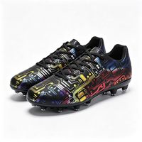 Chaussures de football unisexes à crampons longs pour terrain synthétique, tige en mesh respirant, doublure en maille, chaussures d'entraînement