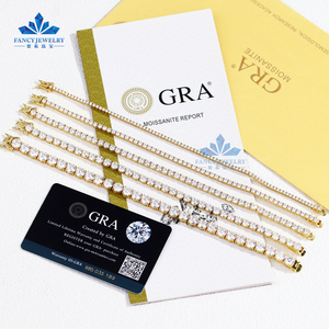 925 Prata D VVS Moissanite Pulseira De Tênis para Mulheres Vários Tamanhos 2mm-6.5mm Banhado A Ouro Pulseira para Presente ou Casamento - Product Image 3