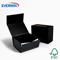 EVERWIN, boîte en papier magnétique personnalisée certifiée FSC, emballage rigide noir de luxe avec couvercle pliable pour bijoux, parfums, montres, vente au détail