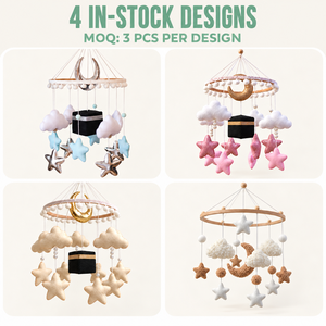 Mobile bébé lune et étoile pour berceau, nuage en peluche beige et marron, décoration <span class=keywords><strong>de</strong></span> chambre d'enfant neutre, 3 pièces, MOQ, prêt à expédier - Product Image 4