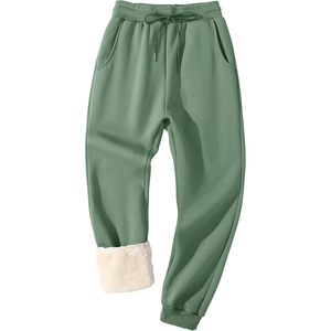 Men's Warm Fleece Sweatpants Sherpa <b>Lined</b> Winter Track <b>Pants</b> Rib Bottom Green 3XL - Product Image 1