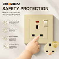 BAOBEN Modelo 86, Interruptor de Pared Dorado de Material PC, Estándar Europeo, Estándar Alemán, Panel de Enchufe Tipo C Francés