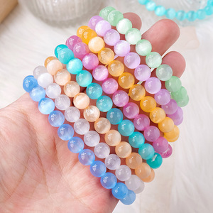 Venta al por mayor pulsera de cuentas de piedra de cristal natural de 8mm para hombres y mujeres elástico amatista citrino patrón de mariposa para aniversarios - Product Image 3