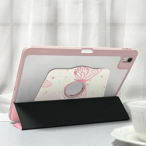 Suitable for iPad Air <b>7</b> 2025 Case, Rotatable Tri-Fold Pink Butterfly with Pencil Slot, Shockproof <b>Tablet</b> Protective Case - Product Image 5