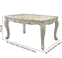 Ensemble de table à manger en bois de luxe européen, plateau en marbre classique, 4-6 chaises, utilisation à domicile ou au restaurant, haute qualité, vente en gros d'usine
