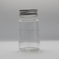 Bouteille en verre transparente vide de 60 ml pour médicaments, lait, gélules, pilules, vitamines, herbes, avec bouchon