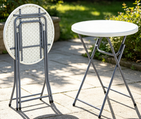 Table de cocktail pliante ronde de 80 cm, hauteur 110 cm, plateau en plastique, mobilier d'extérieur portable pour fêtes, mariages et événements