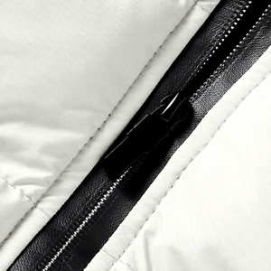 Men's <b>Light</b> Gray <b>Puffer</b> <b>Jacket</b> Stand Collar Zipper Closure Windproof Casual Winter Slim Fit Polyester Wadding Regular Length - Product Image 6