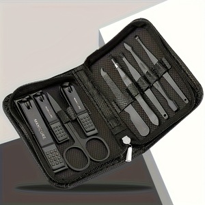 Ensemble d'outils de manucure et pédicure portable, coupe-ongles en métal, coupe-cuticules, ciseaux à ongles avec étui à fermeture éclair pour salon et voyage - Product Image 2