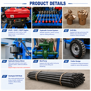 Foreuse de puits d'eau portable compacte de 150 m de profondeur, machine de forage de puits tractable, vente directe usine - Product Image 5