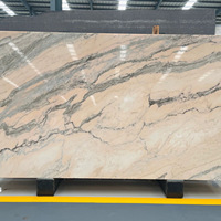 Panneau de table à manger en marbre naturel rose fumé poli, motif de luxe, fond mural de salle de bain rose aurore