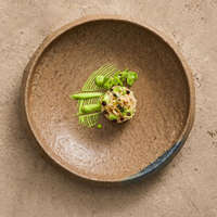 Assiette à salade en céramique martelée, ronde et peu profonde, pour restaurant et hôtel