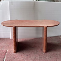 Table à manger ovale en marbre travertin rouge naturel Cammy Stone, design moderne, meubles de salle à manger, utilisation en appartement, multifonctionnelle