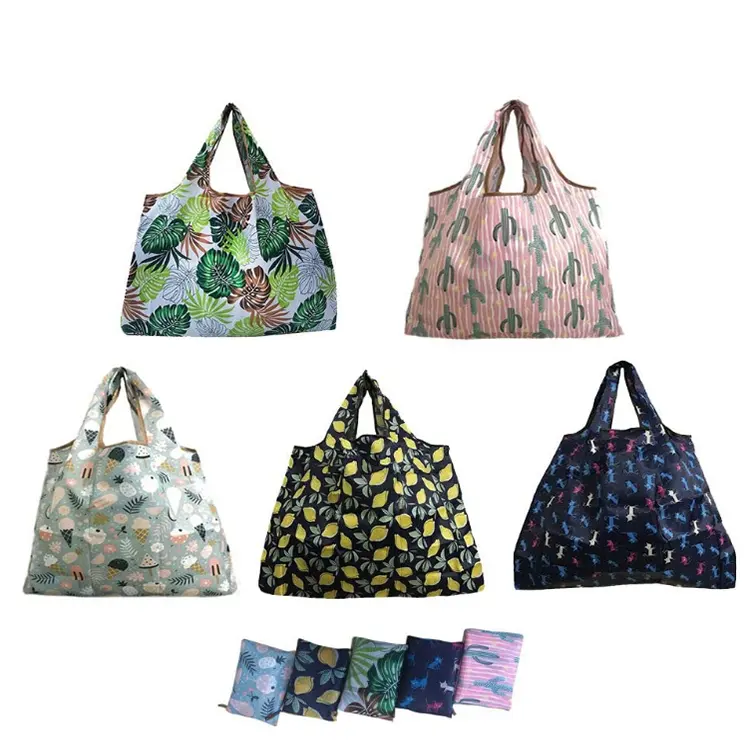 Eco Vriendelijke Waterdichte Rpet Polyester Opvouwbare Tas Gerecycled Nylon Opvouwbare Tote Boodschappentas