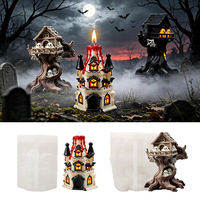 Moule en silicone DIY pour maison d'arbre fantôme d'Halloween, pour bougies parfumées, plâtre et ornements décoratifs