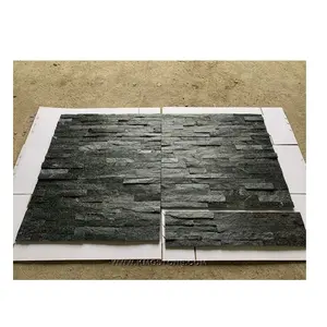 热卖传统设计黑色石英岩堆叠石材贴面天然切割尺寸石材外墙覆层
