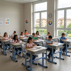 Modern SONGYE ST-208D Adjustable Height Steel MDF Plastic Single Desk <b>Chair</b> Set for Primary School Students' Tutoring Learning S - Product Image 3