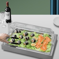 Hotel- und Restaurantbedarf Buffet-Vitrine Speisenpräsentationsbehälter mit PC-Abdeckung Kalte Edelstahl-Buffetausrüstung für Restaurants