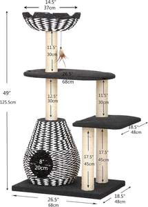 Ramah lingkungan pohon kucing bergaya Handwoven kertas daur ulang tali hitam putih Sisal menggaruk Post bulu kucing - Product Image 4