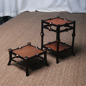 July 7th Rattan Square Display <b>Stand</b> Mini Flower Table Indoor Chinese Style Zen <b>Tea</b> Room Decor - Product Image 1