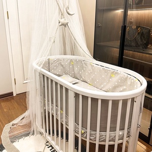 Juego de Muebles para Guardería Aprobado por NZMAN, Convertible 3 en 1, <span class=keywords><strong>Cuna</strong></span> de Madera Ovalada para Bebés Recién Nacidos con Ruedas - Product Image 5