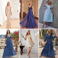 Robes de soirée longues plissées élégantes, sexy et tendance pour femmes, d'occasion, en gros, liquidation