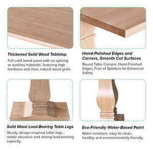 Table de banquet rectangulaire rustique en bois massif de style français pour événements en plein air, <span class=keywords><strong>location</strong></span> de mariage, dîner, ferme - Product Image 4